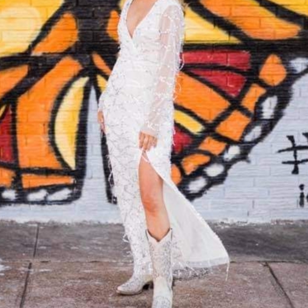 NWT Southern Fried Chics Stealing Cinderella Sequin Dress - White - MEDIUM